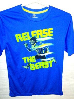Football Boy's T-Shirt Size XL (14-16)  Blue Release The Beast Short Sleeves